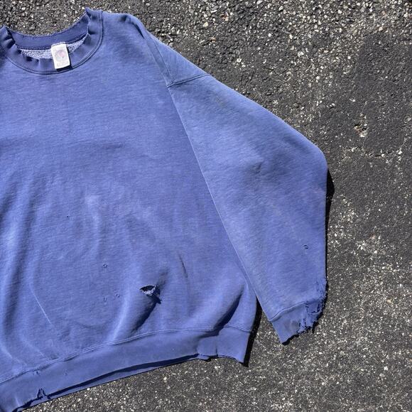 Munsingwear 90s Vintage Crewneck Sweatshirt Mens XXL Blue Thrashed Faded Grunge - Picture 1 of 8
